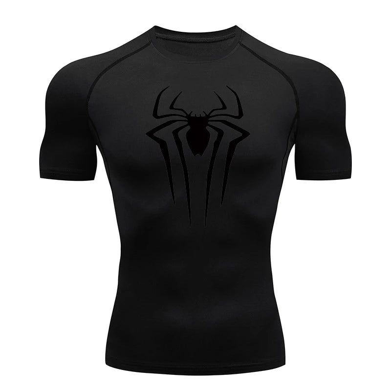 HooThreads Men Spider Print Quick Dry Compression Shirt