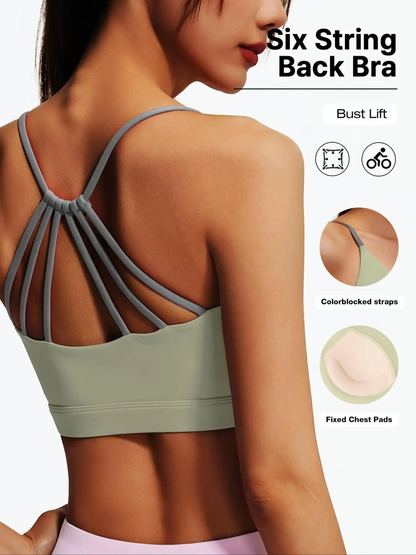 Women Backless Sports Bra With Fixed Padding