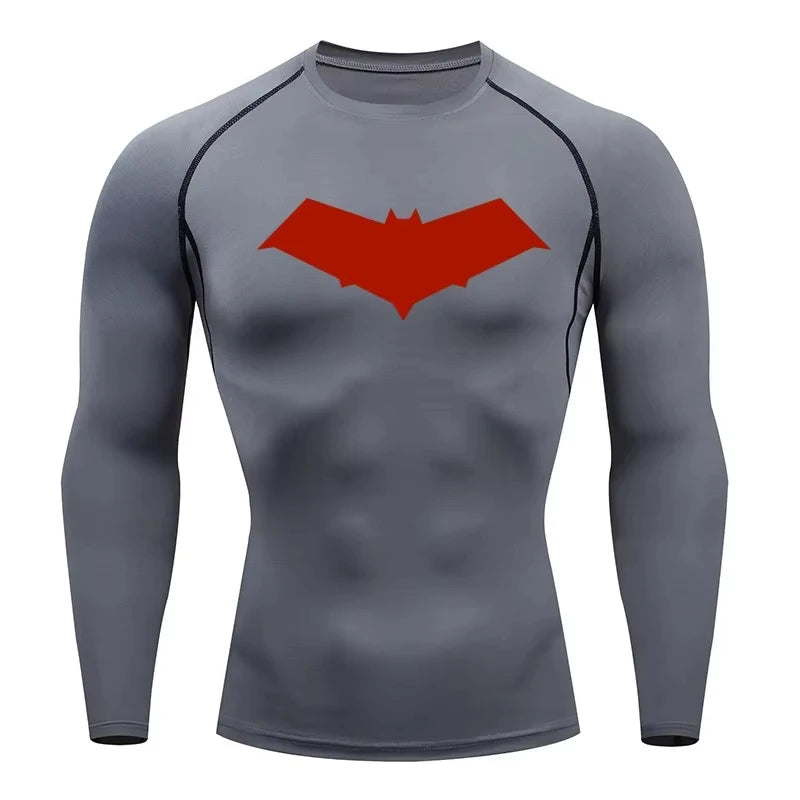 Unisex Cotton Bat Print Quick Dry Compression Shirt