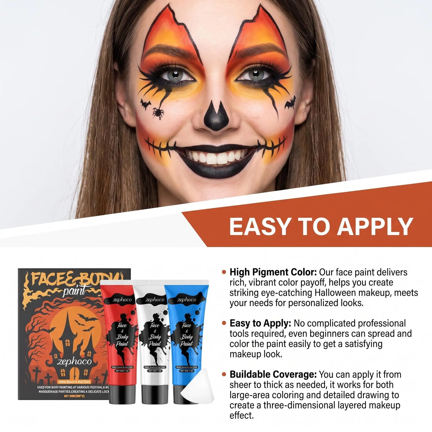 Zephoco Halloween Face Body Paint Kit Water-Soluble Palette