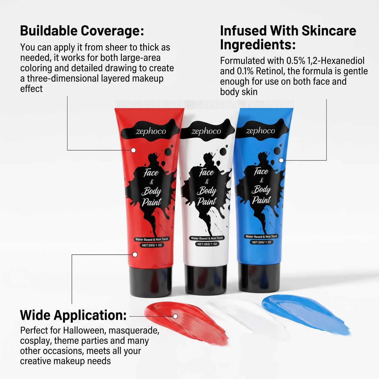 Zephoco Halloween Face Body Paint Kit Water-Soluble Palette