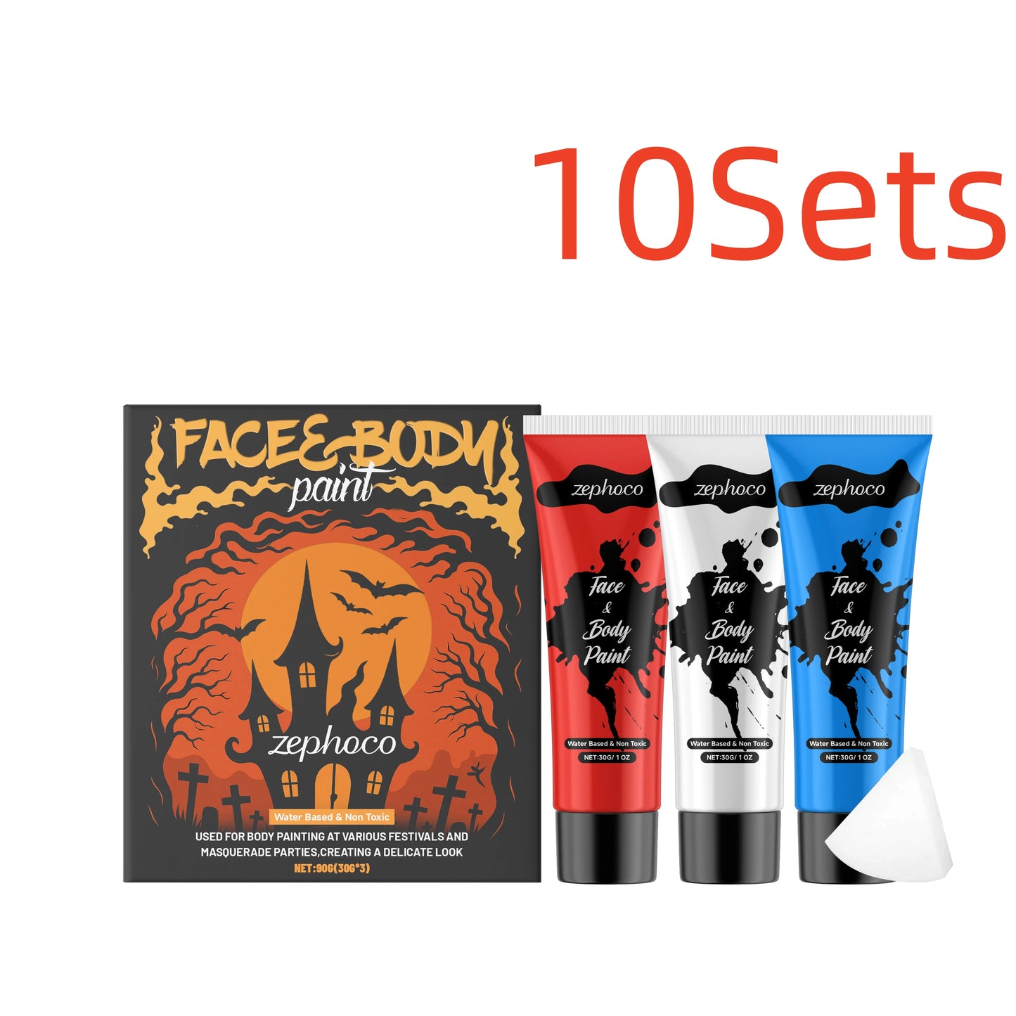 Zephoco Halloween Face Body Paint Kit Water-Soluble Palette