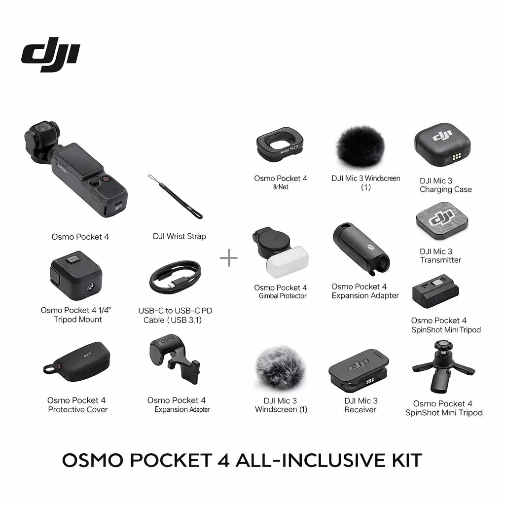 DJI Osmo Pocket 4 Creator Combo 6K Gimbal Camera With Wide Lens