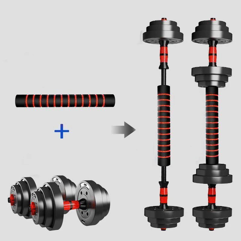 Adjustable Dumbbell To Barbell Set With Anti Slide Grip