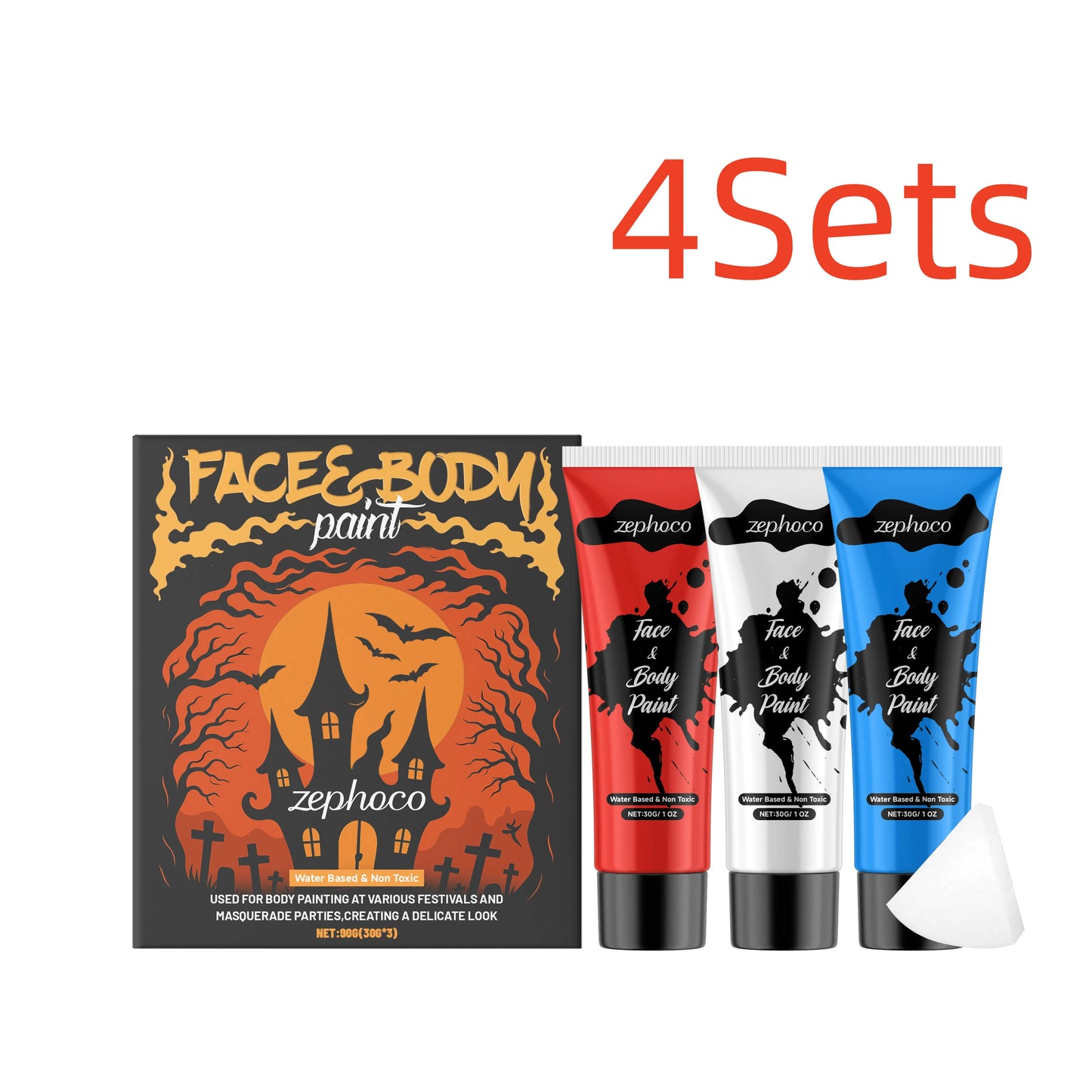 Zephoco Halloween Face Body Paint Kit Water-Soluble Palette
