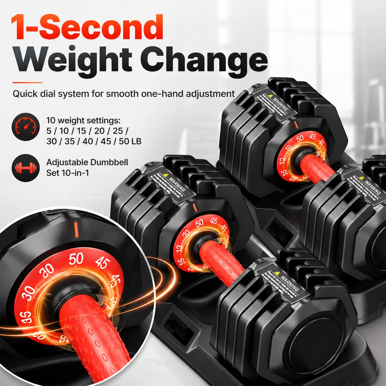 Adjustable Dumbbell Set With Stand For Home Gym