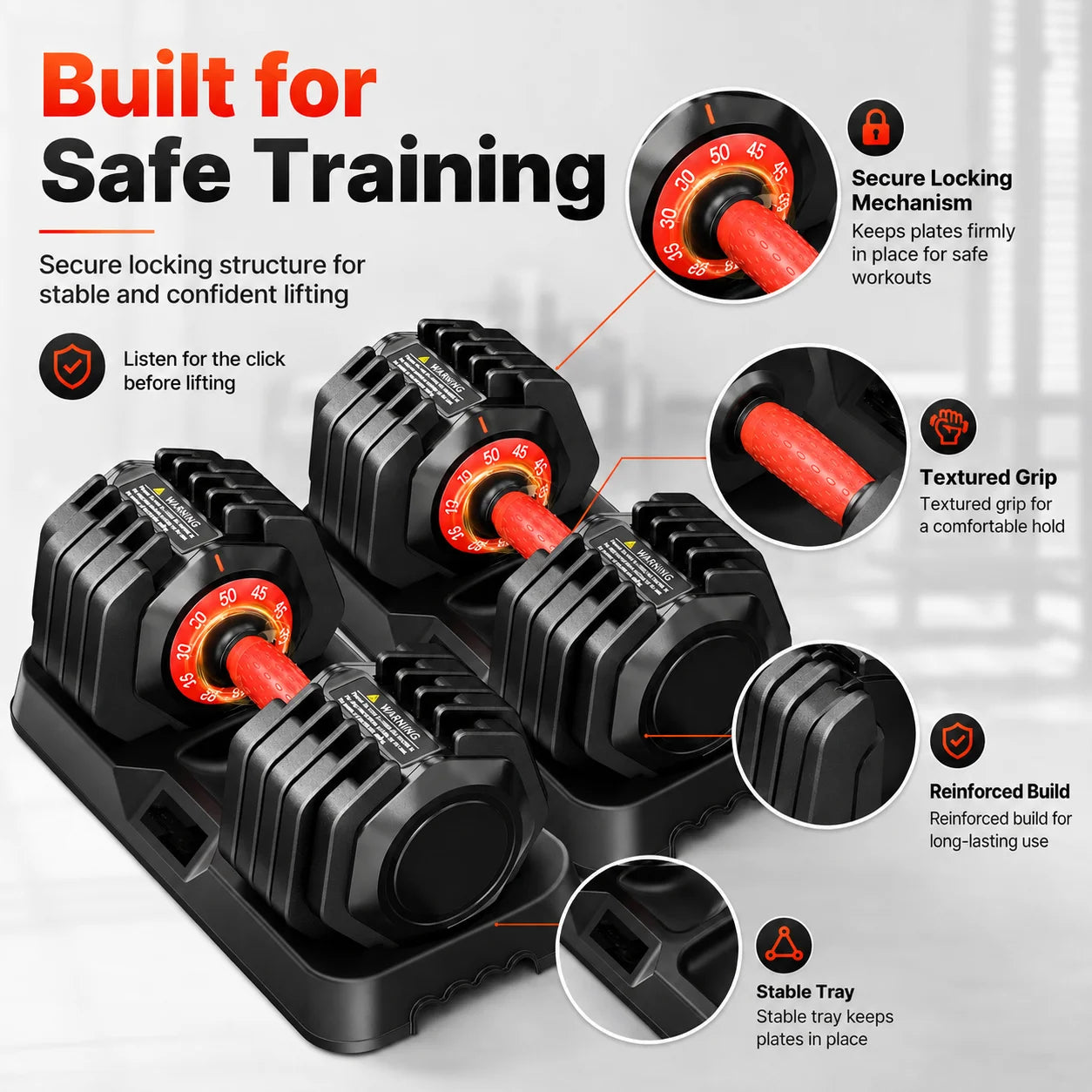 Adjustable Dumbbell Set With Stand For Home Gym