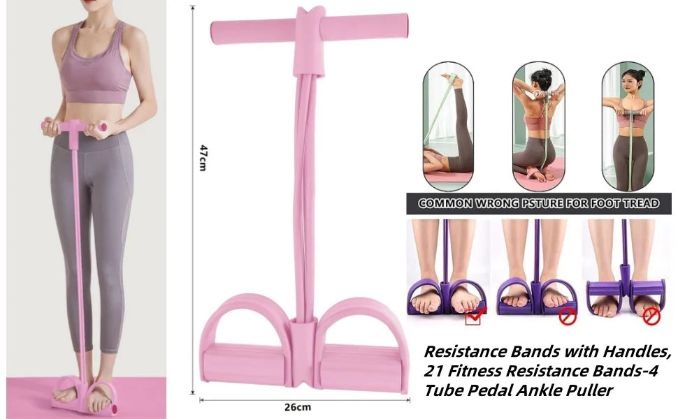 Multifunctional Natural Rubber Pedal Resistance Bands With Handles