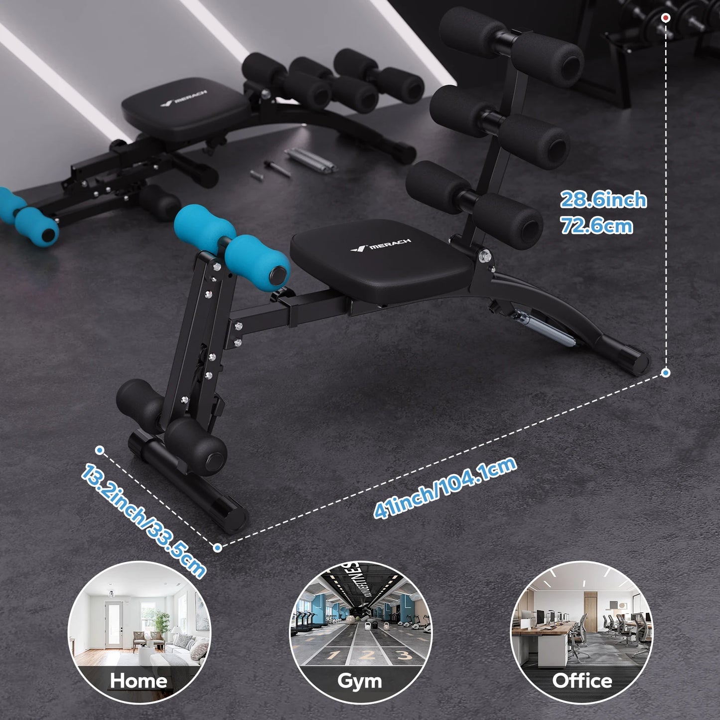 Merach Adjustable Ab Machine Multi Functional Workout Bench