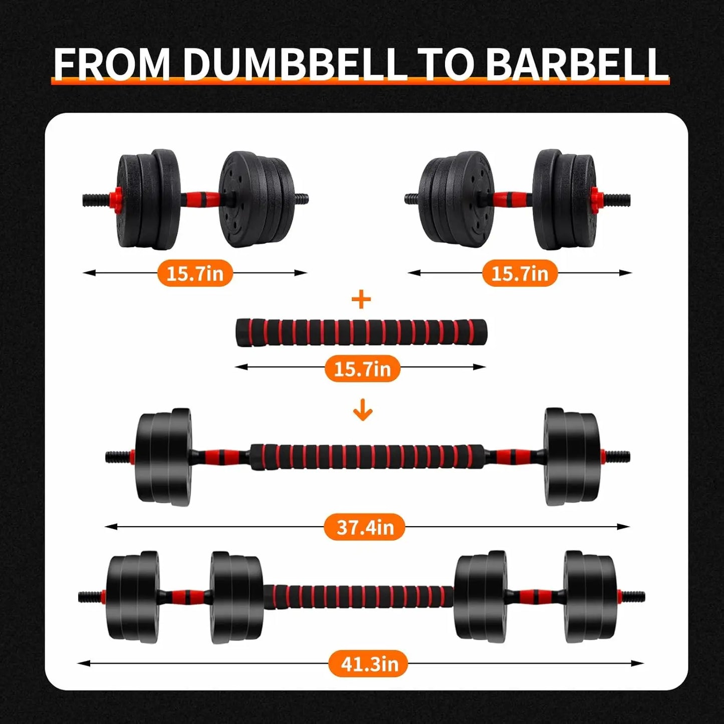 Adjustable Dumbbell To Barbell Set With Anti Slide Grip