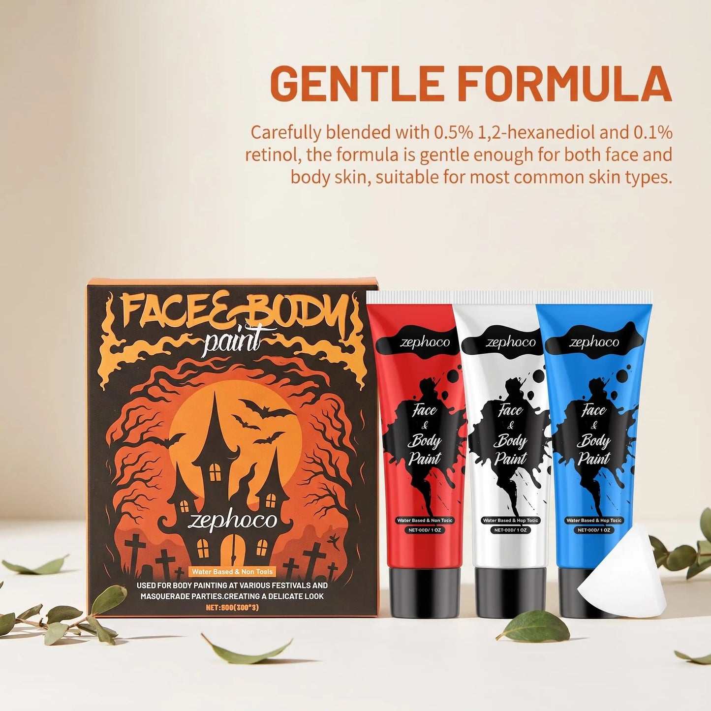 Zephoco Halloween Face Body Paint Kit Water-Soluble Palette
