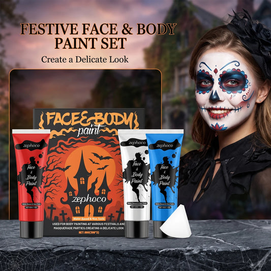 Zephoco Halloween Face Body Paint Kit Water-Soluble Palette