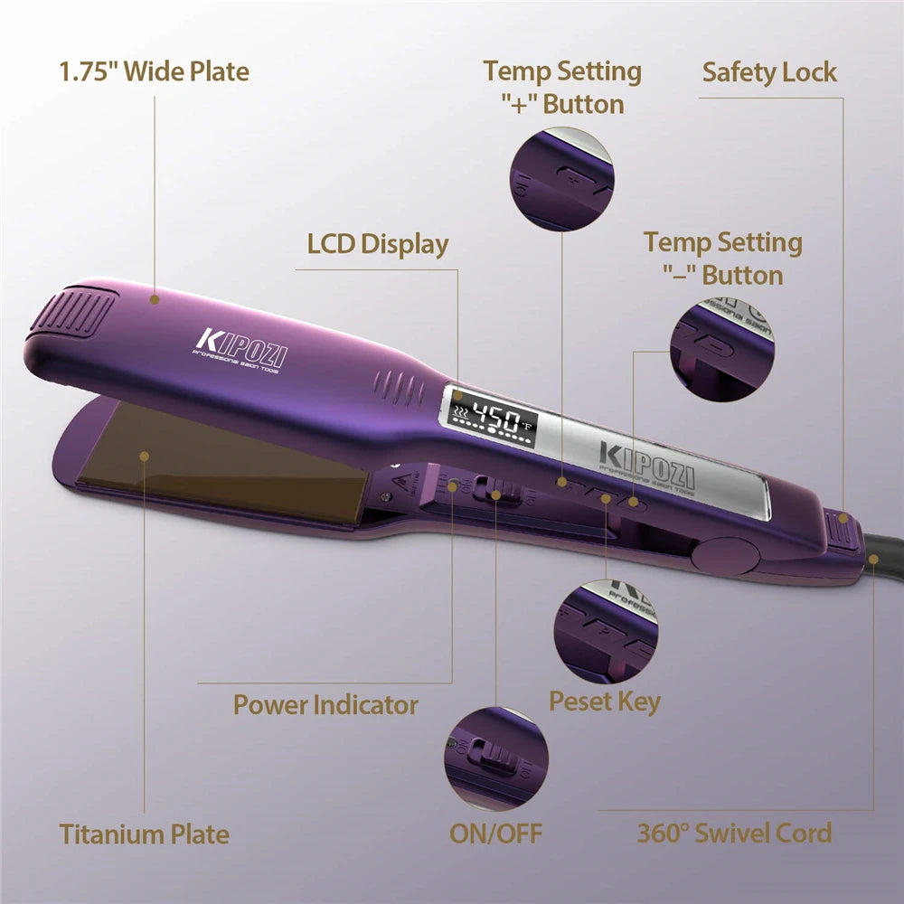 Kipozi Professional Titanium Hair Straightener With Digital Display