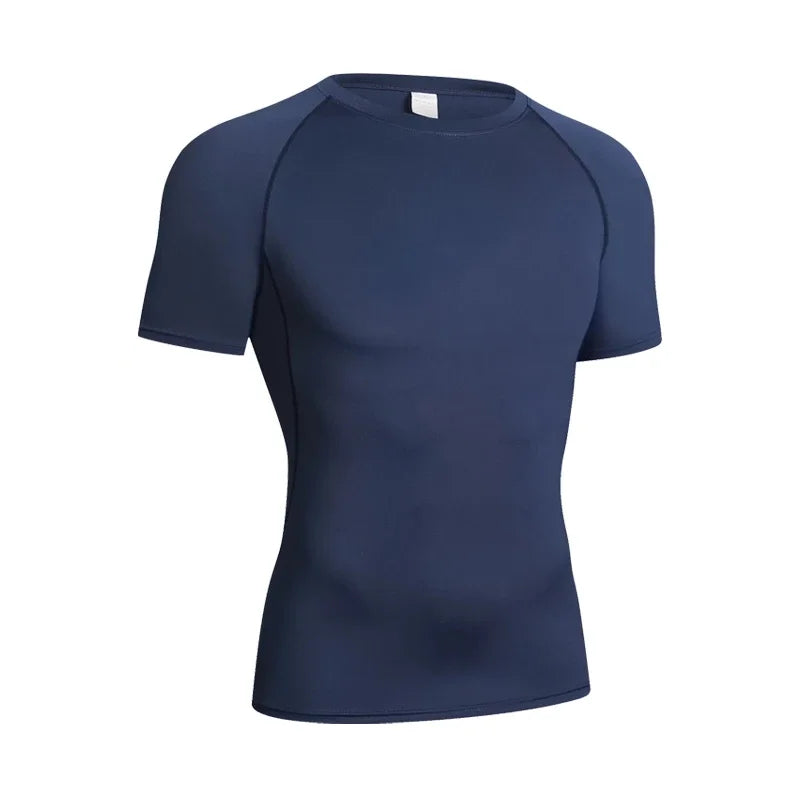 Men Black Long Sleeve Compression Quick Dry Fitness Top