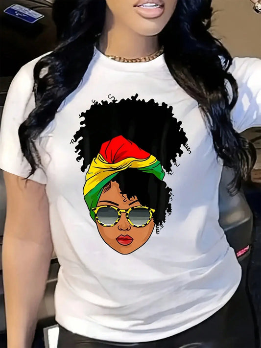 Women's Plus Size Graphic Short Sleeve Comfortable T-Shirt