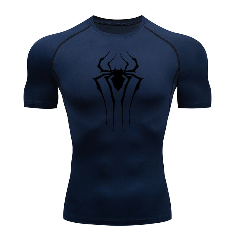 HooThreads Men Spider Print Quick Dry Compression Shirt