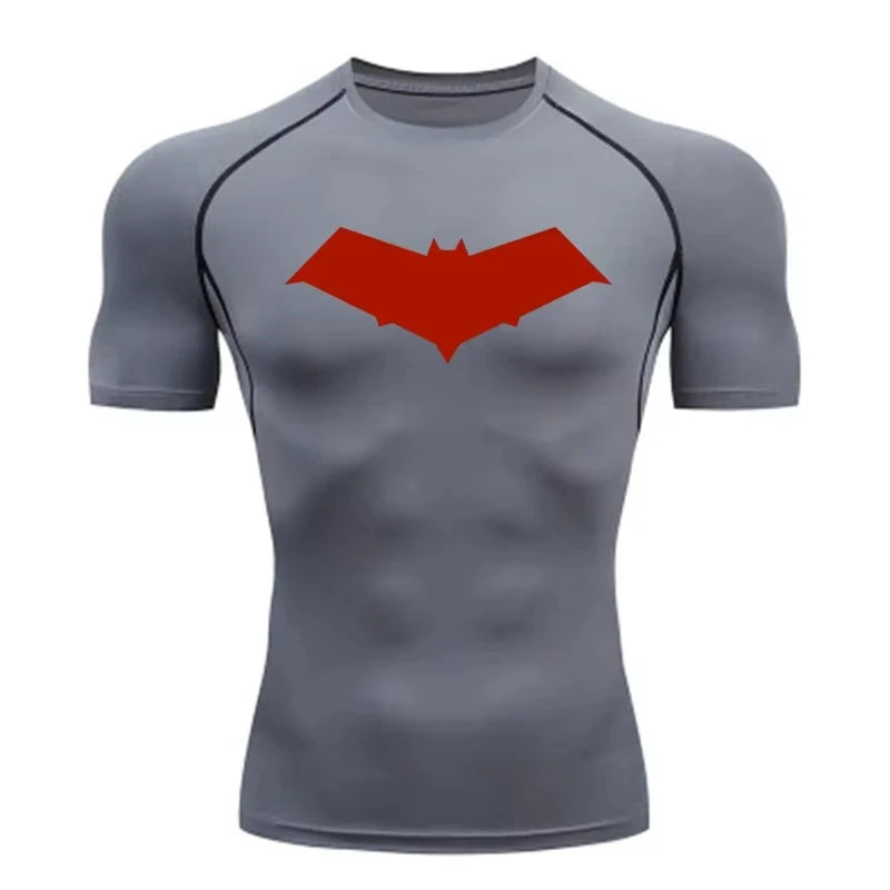 Unisex Cotton Bat Print Quick Dry Compression Shirt