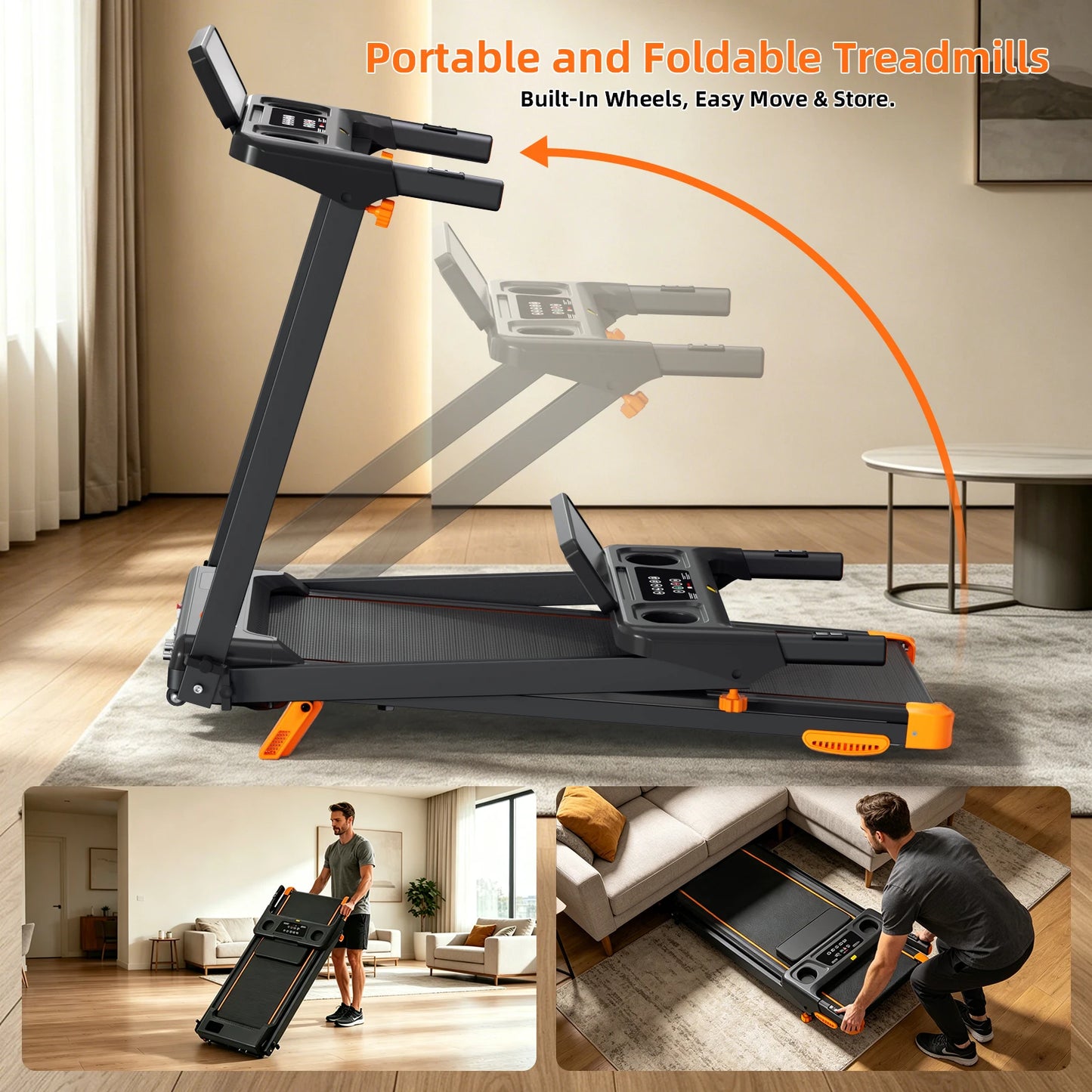 3-in-1 Foldable Walking Pad Treadmill With 12 Percent Incline