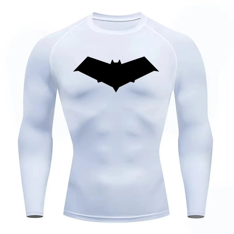Unisex Cotton Bat Print Quick Dry Compression Shirt