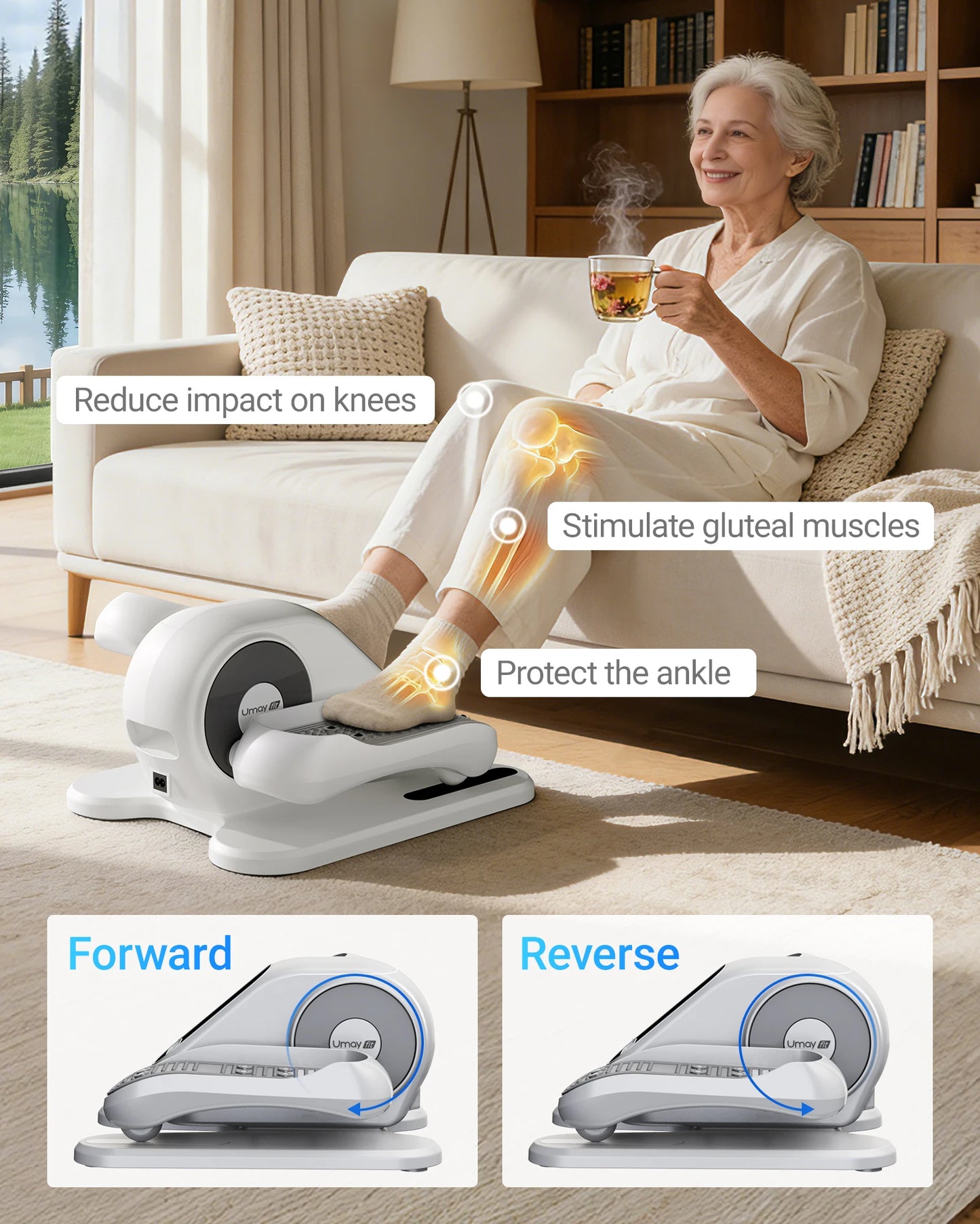 UmAy Compact Under Desk Electric Elliptical Machine