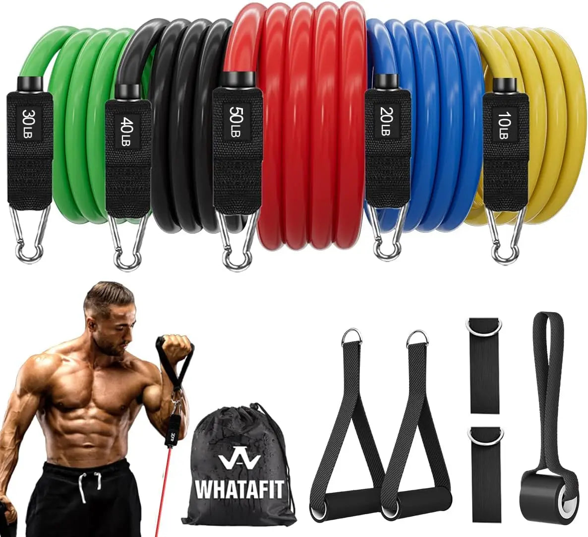 Whatafit 5 Level Resistance Bands With Handles