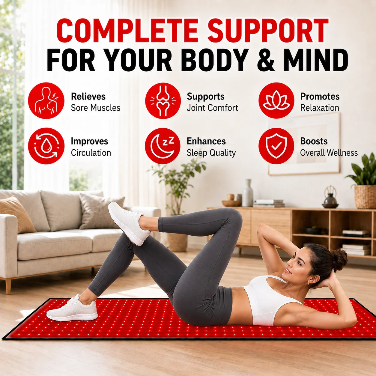 Red Light Therapy Mat 660nm 850nm Pad With Adjustable Timer