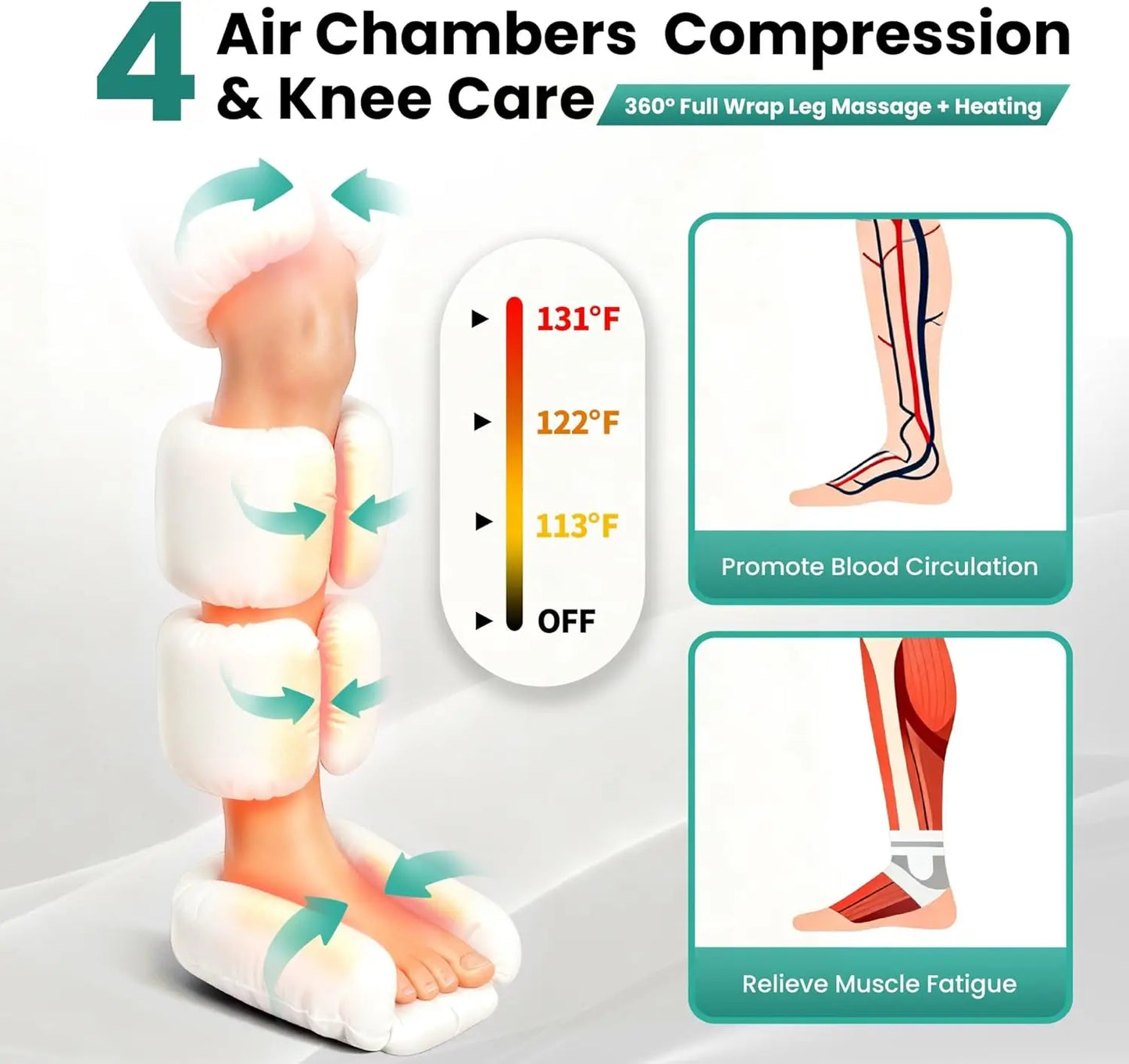 Leg Air Compression Leg Massager With Heat and 9 Intensities