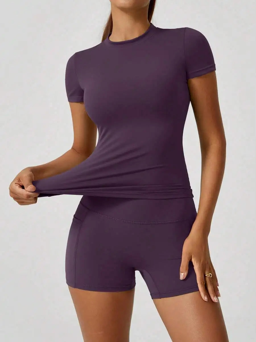 Women's Seamless Backless Yoga Shorts Set