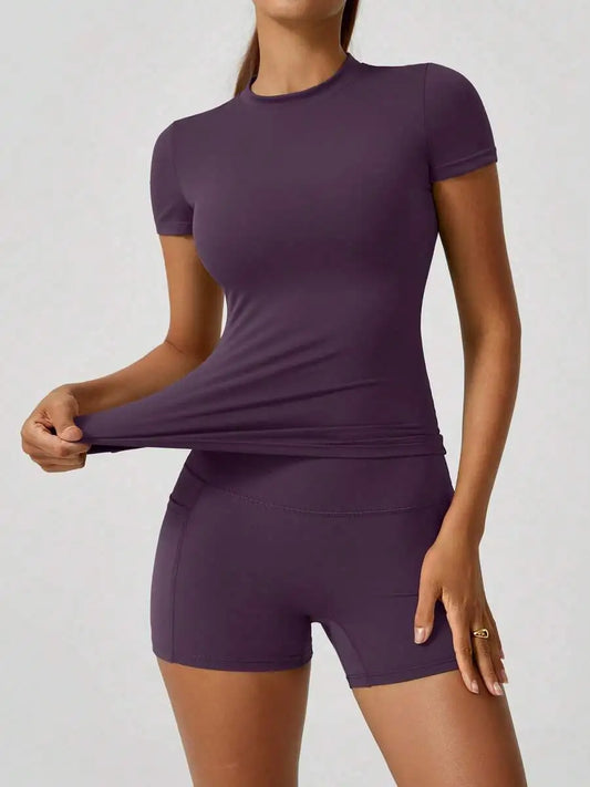 Women's Seamless Backless Yoga Shorts Set