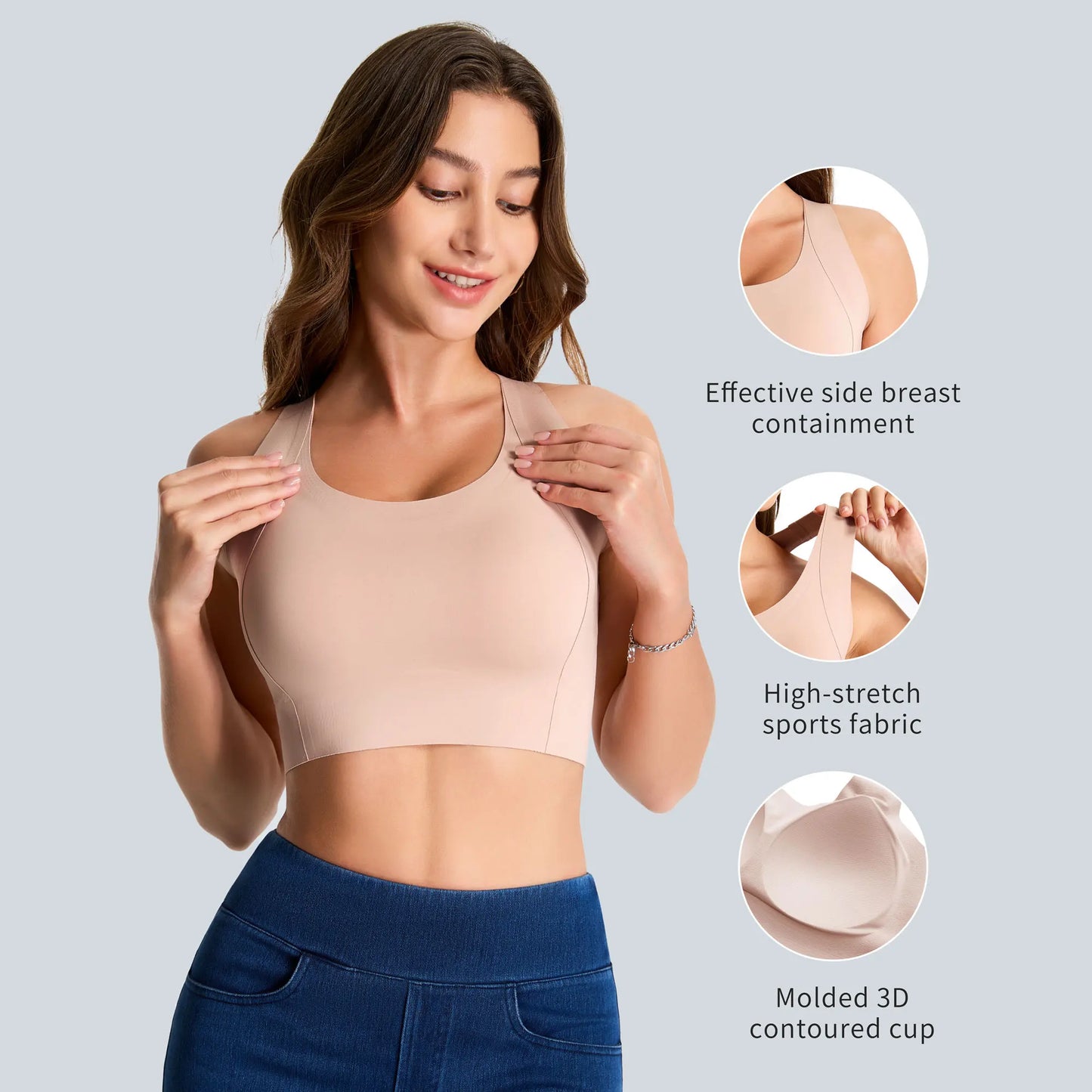 The GYM People Wireless Comfortable Seamless Padded Sports Bra
