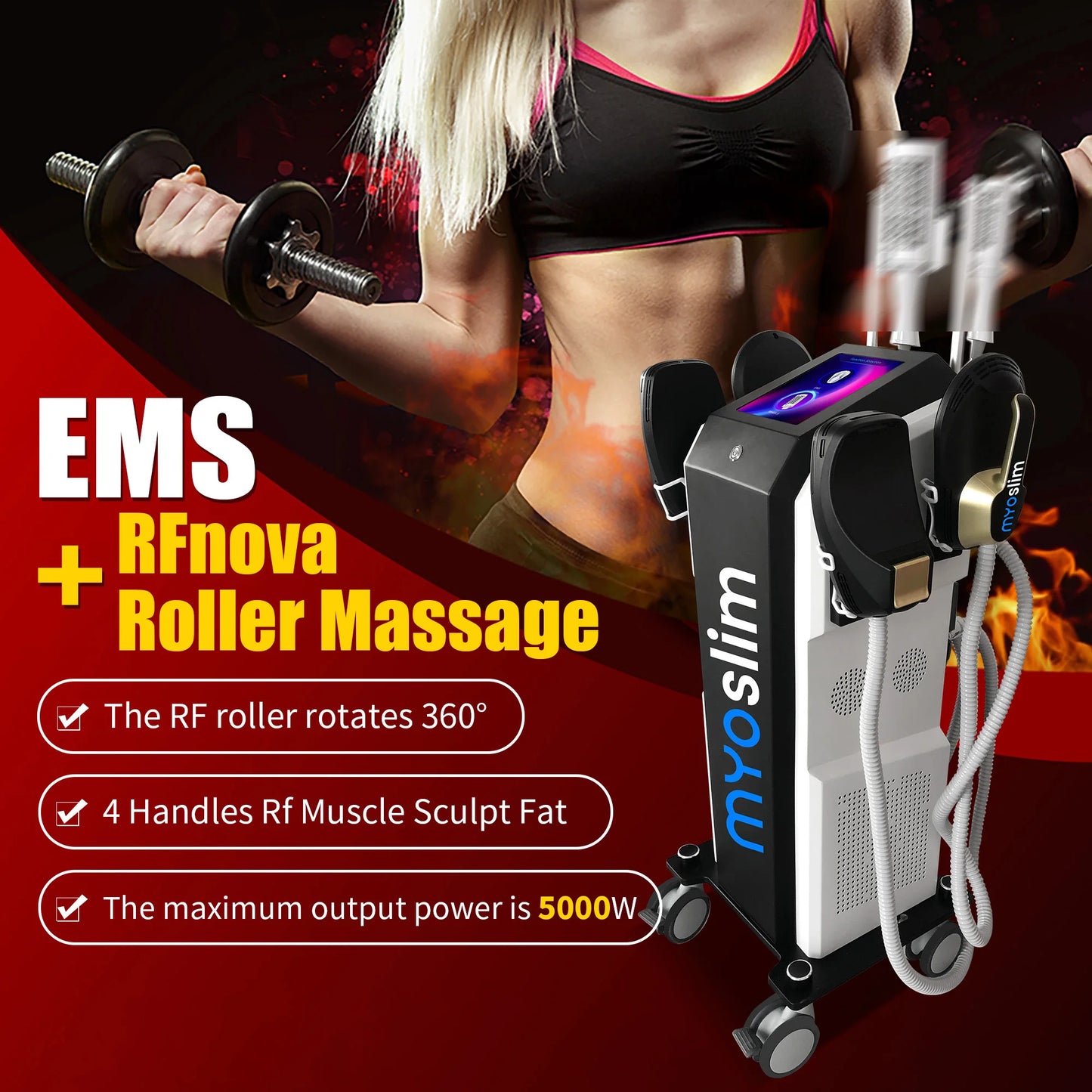 Myoslim EMS RF Vacuum Roller For Cellulite Massage And Slimming