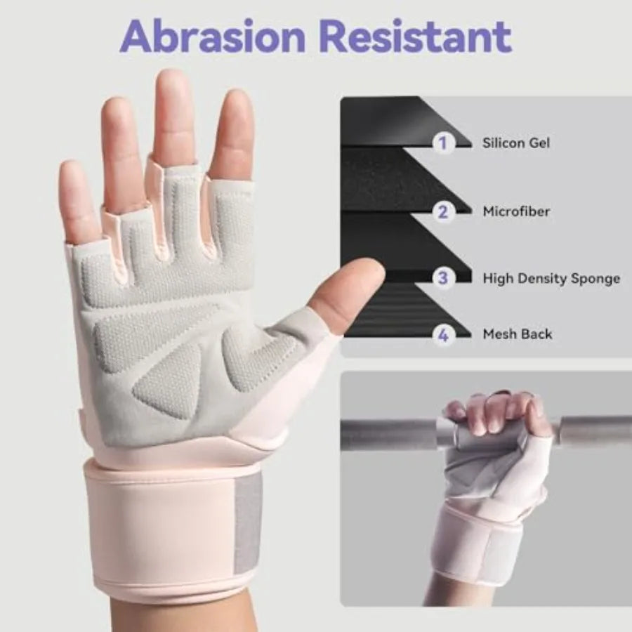 Padded Gym Weight Lifting Gloves With Wrist Wrap Support