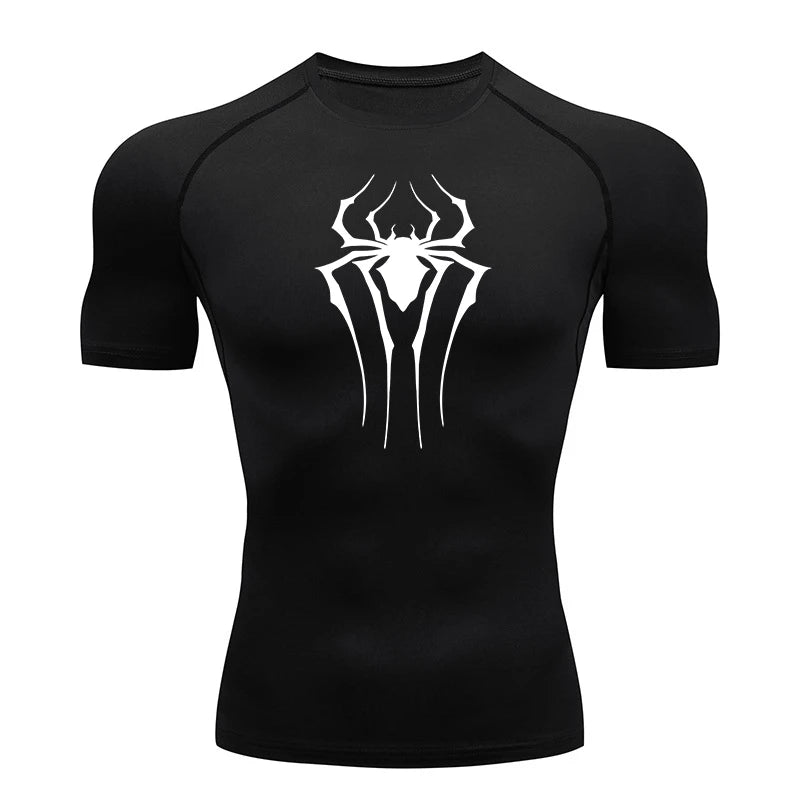 HooThreads Men Spider Print Quick Dry Compression Shirt
