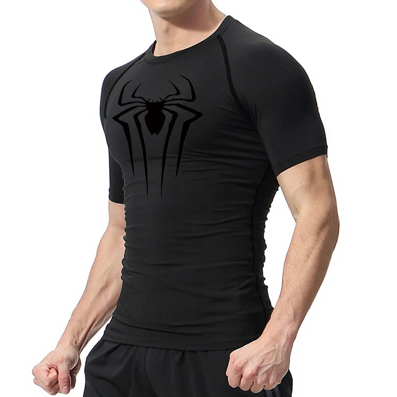 HooThreads Men Spider Print Quick Dry Compression Shirt