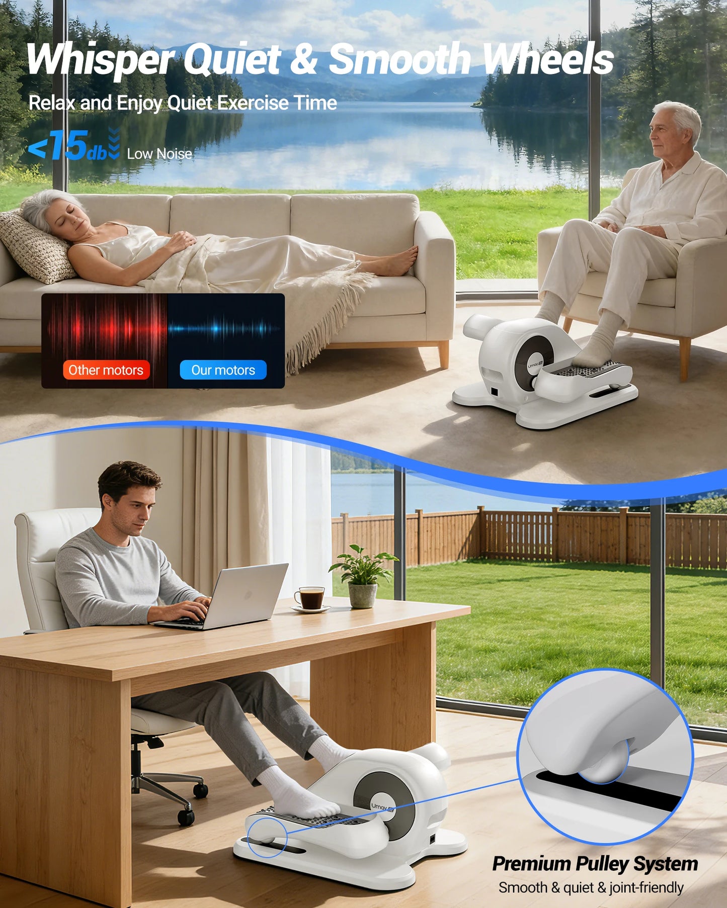 UmAy Compact Under Desk Electric Elliptical Machine