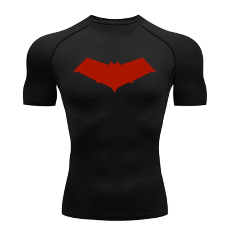 Unisex Cotton Bat Print Quick Dry Compression Shirt