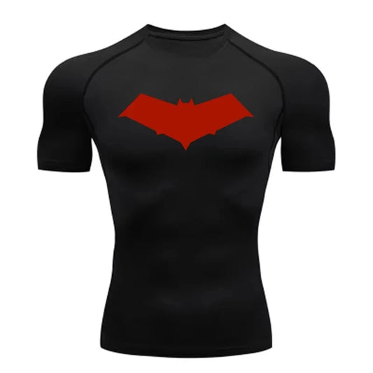 Unisex Cotton Bat Print Quick Dry Compression Shirt