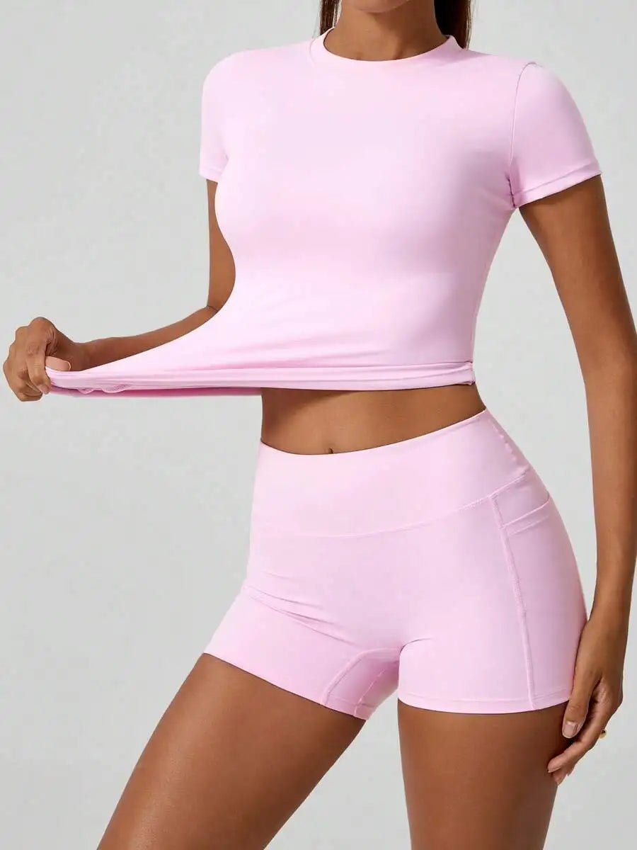 Women's Seamless Backless Yoga Shorts Set