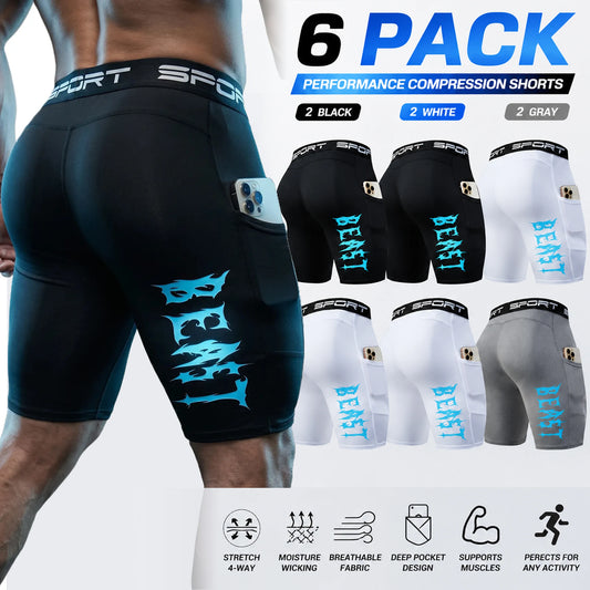 Men's Sports Compression Shorts With Phone Pocket