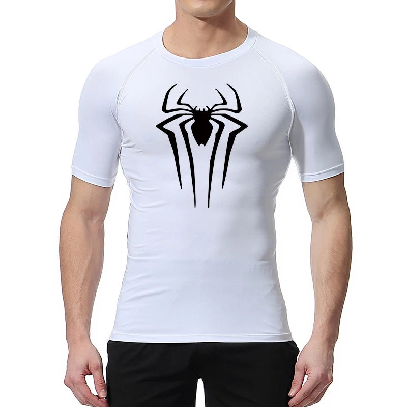 HooThreads Men Spider Print Quick Dry Compression Shirt