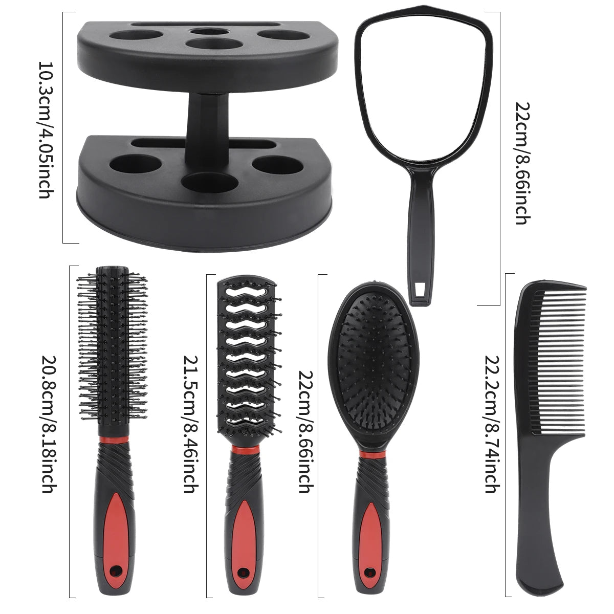 RANCAI 5 Pack Comb Set With Mirror Hair Brush Holder Air Cushion