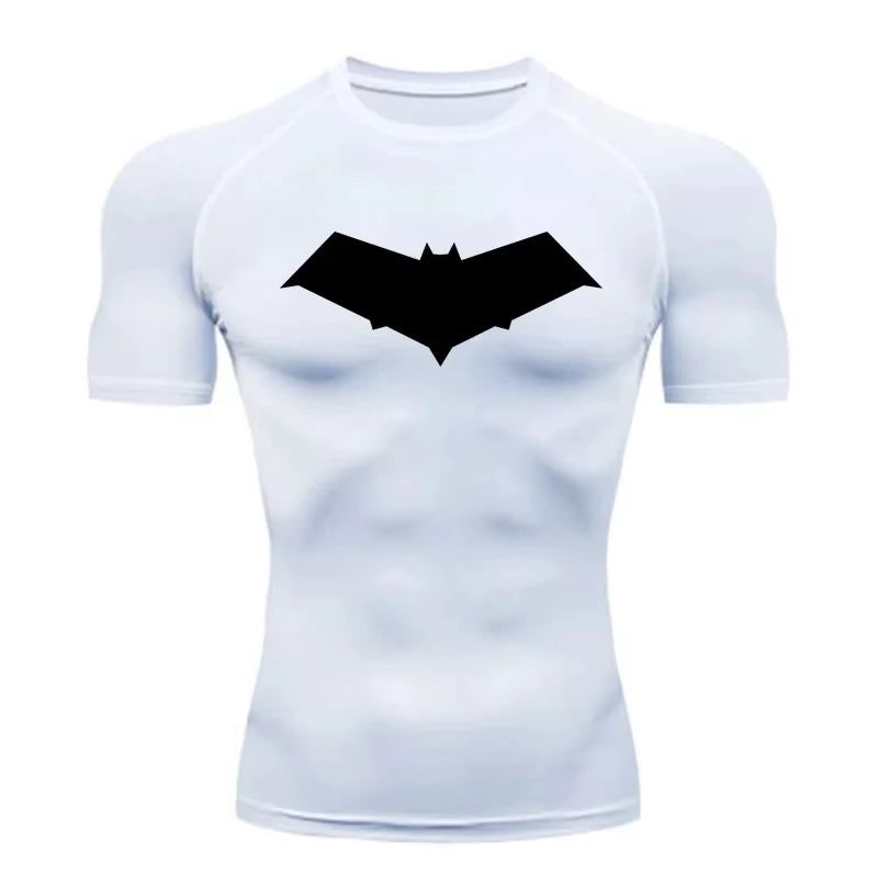 Unisex Cotton Bat Print Quick Dry Compression Shirt
