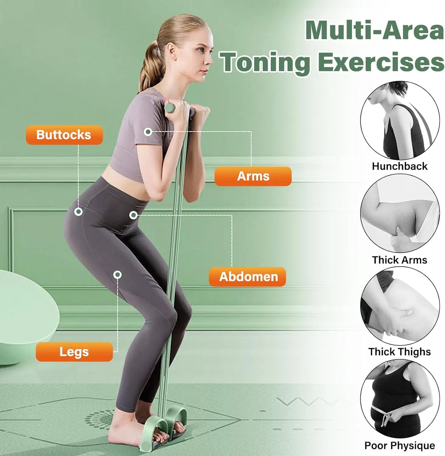 Multifunctional Natural Rubber Pedal Resistance Bands With Handles