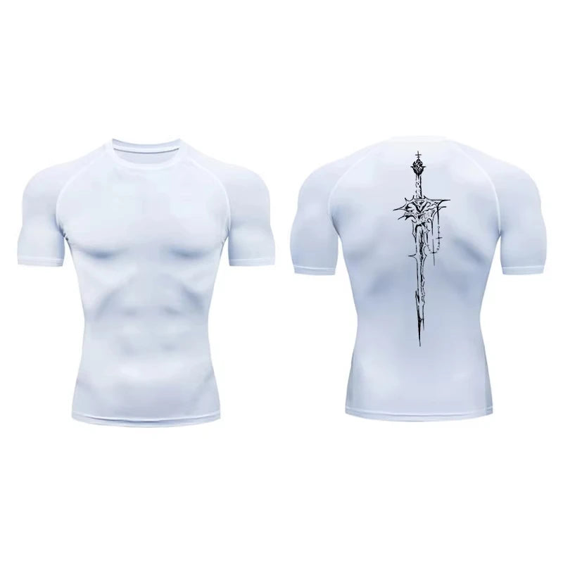 Men Unisex Quick Dry Cotton Graphic Print Workout Base Layer
