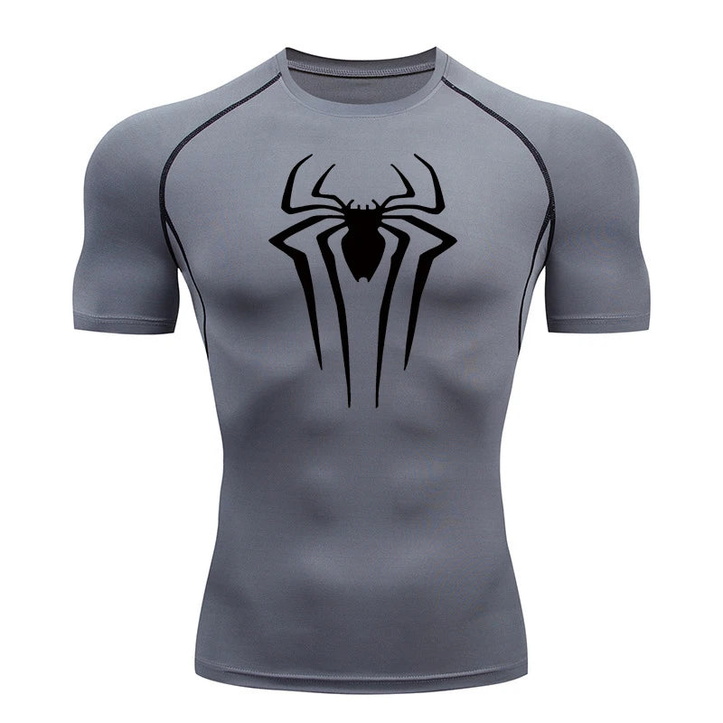 HooThreads Men Spider Print Quick Dry Compression Shirt