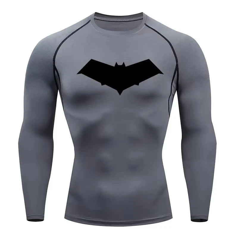 Unisex Cotton Bat Print Quick Dry Compression Shirt