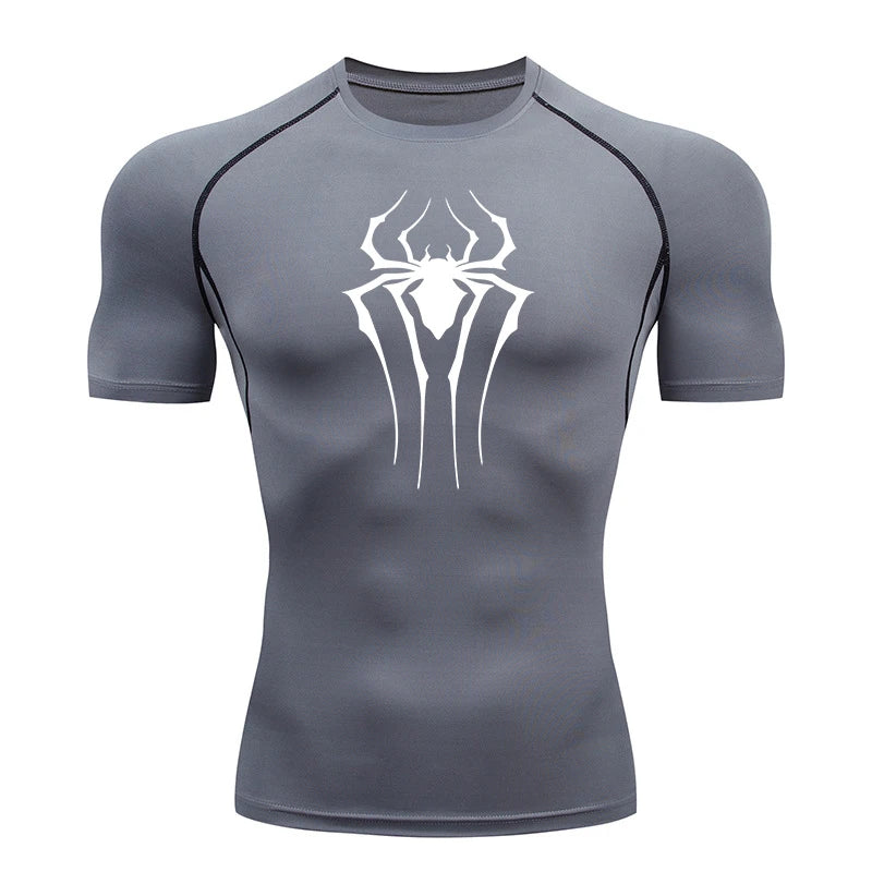 HooThreads Men Spider Print Quick Dry Compression Shirt
