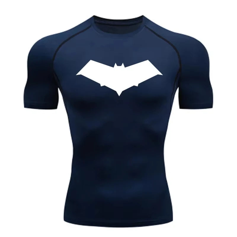 Unisex Cotton Bat Print Quick Dry Compression Shirt
