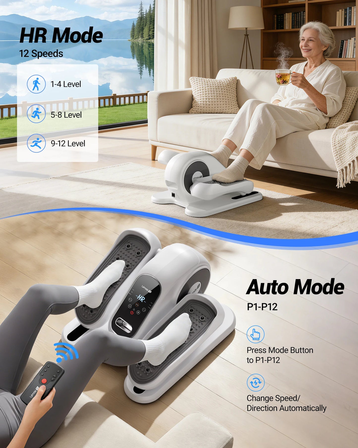 UmAy Compact Under Desk Electric Elliptical Machine