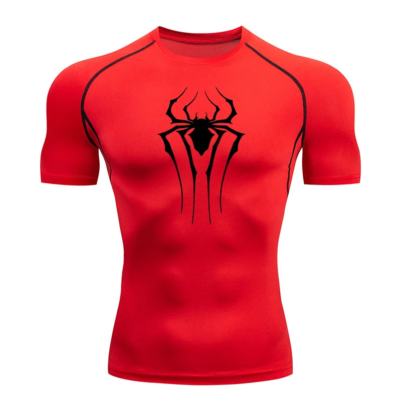 HooThreads Men Spider Print Quick Dry Compression Shirt